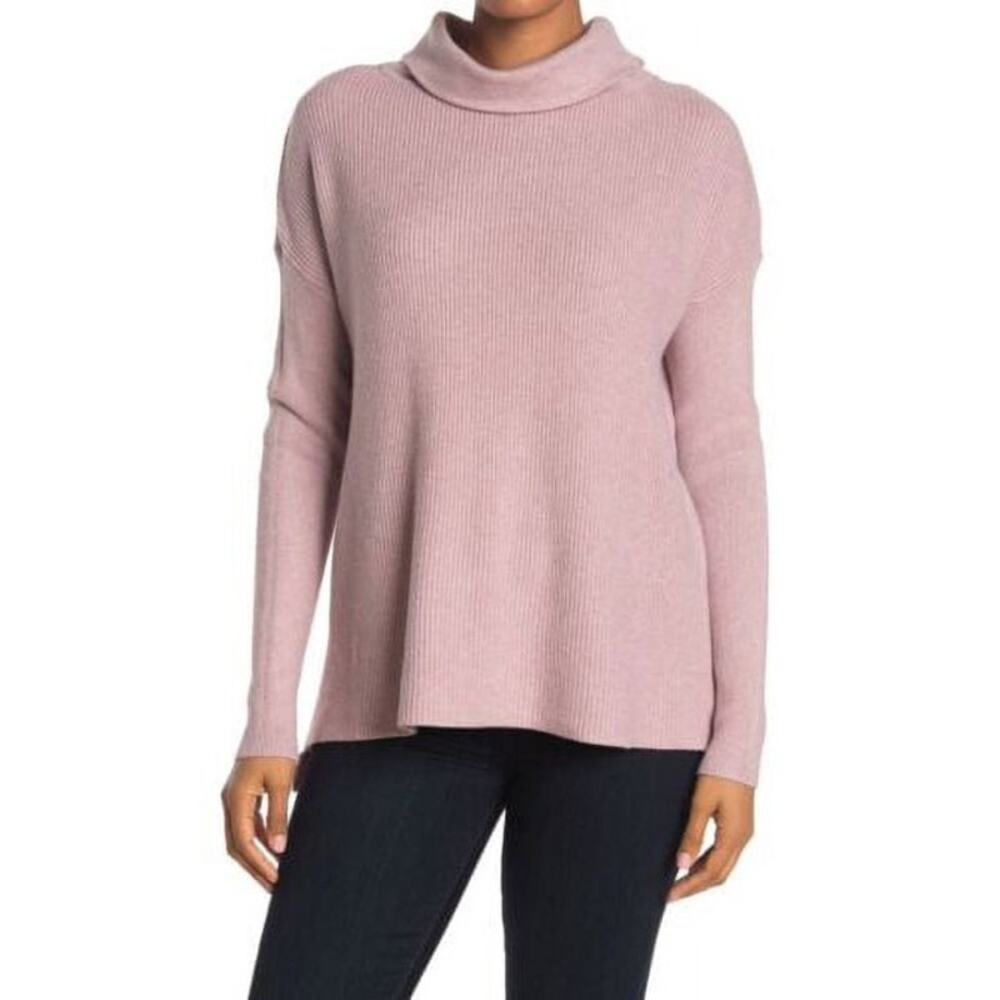 DEVOTION BY CYRUS Cowl Neck Ribbed Tunic Sweater Long Sleeve Mauve Pink Size XL
